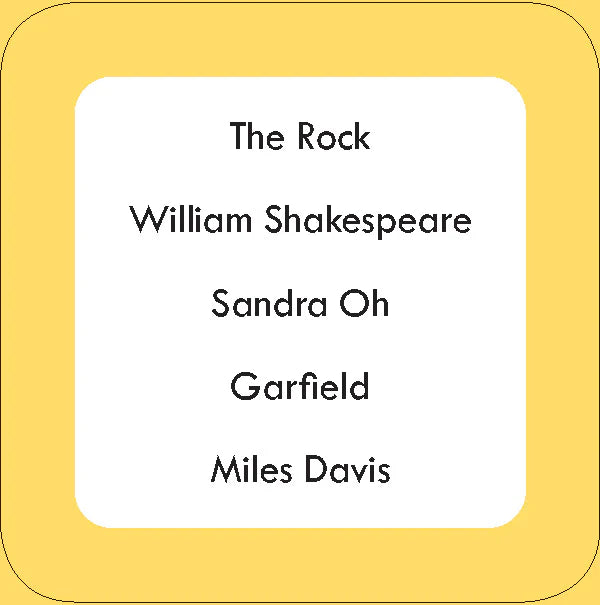 After Dinner Amusements: Guess That Name!