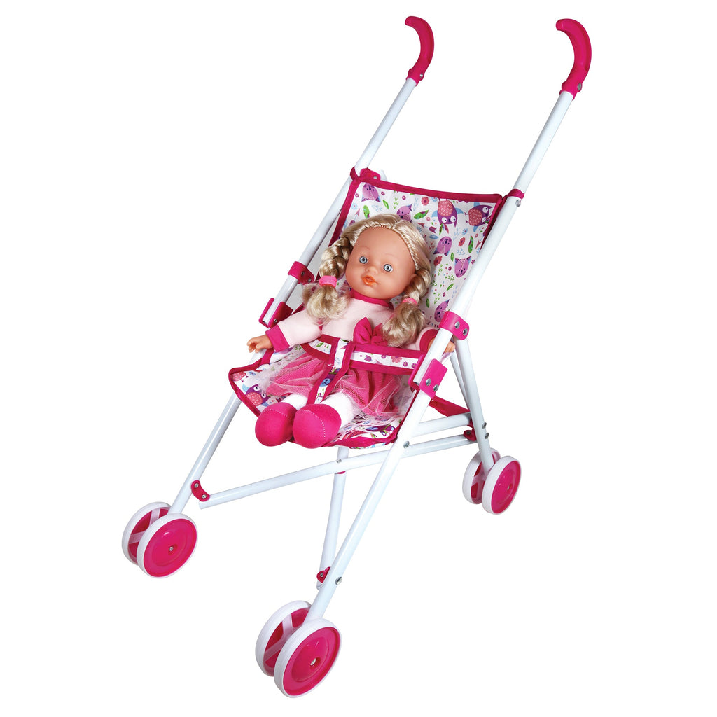 Adorable 12 Doll Playset with Stroller. Bed. and Highchair