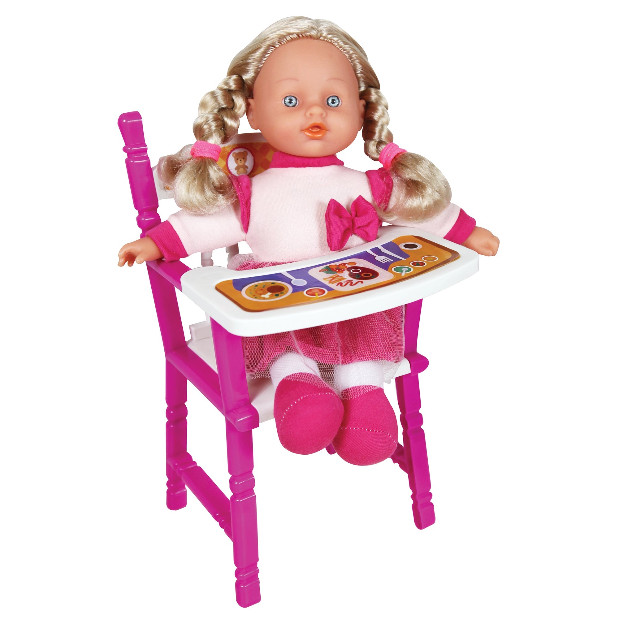 Adorable 12 Doll Playset with Stroller. Bed. and Highchair