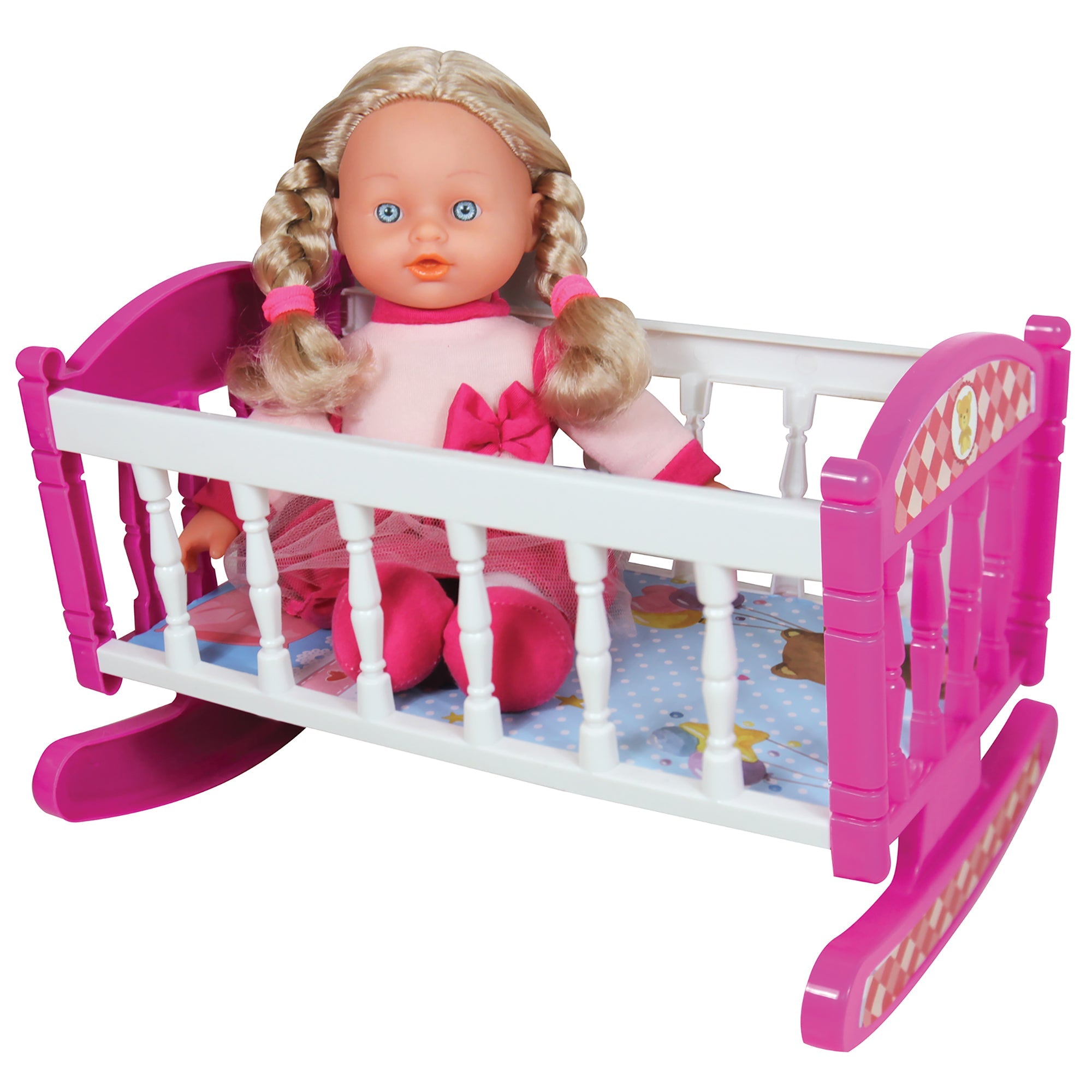 Adorable 12 Doll Playset with Stroller. Bed. and Highchair